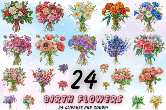 Download Birth Month Flower Sublimation Clipart - Sublimation Collection