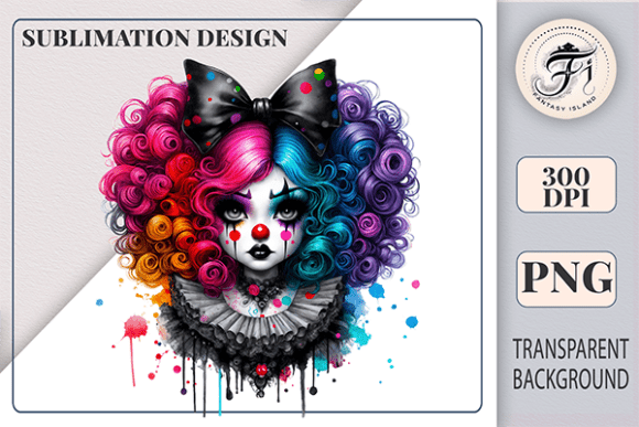 Download Watercolor Gothic Clown Sublimation PNG - Sublimation Collection
