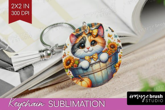 Download Autumn Cat Keychain PNG Sublimation - Sublimation Collection