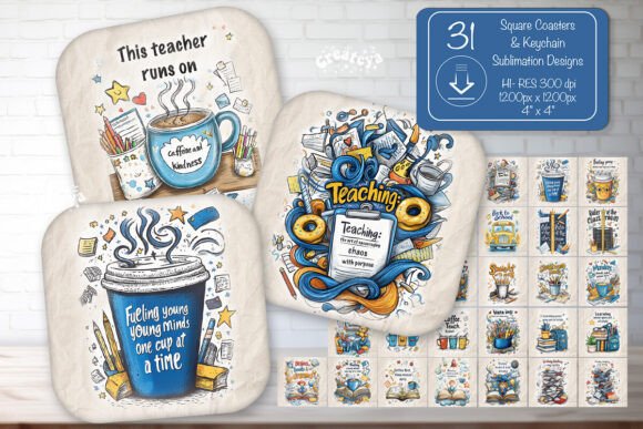 Download Funny Teacher Square Coaster Sublimation - Sublimation Collection