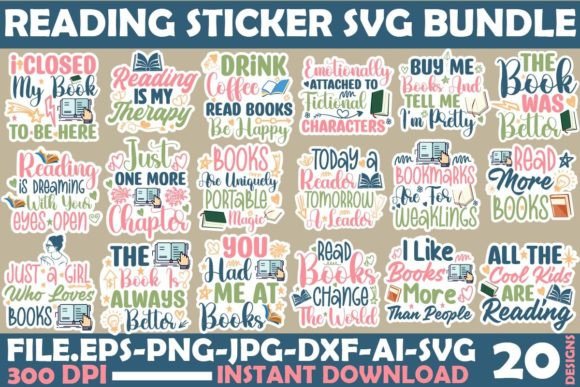 Download Reading Sticker SVG Bundle - Reading sticker svg bundle Collection