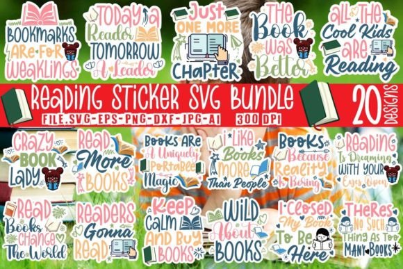 Download Reading Sticker SVG Bundle - Reading sticker svg bundle Collection