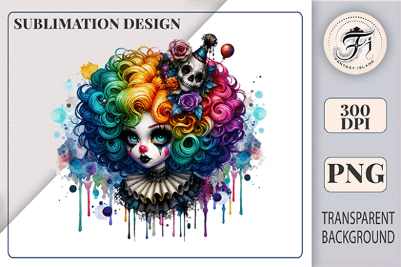 Download Watercolor Gothic Clown Sublimation PNG - Sublimation Collection